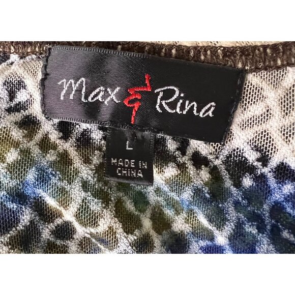 Max & Rina Long-Sleeve Multicolor Printed Top Button Detail Scoop Neckline Large - Picture 3 of 4